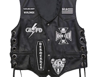Black Label Society Leather Vest | Men's Black Label Society BLS Black Leather Vest | Rock Like Zakk Wylde with the Black Label Society Vest