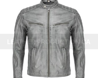 Stylish Men Biker Motorcycle Zipper Slim Fit Leather Casual