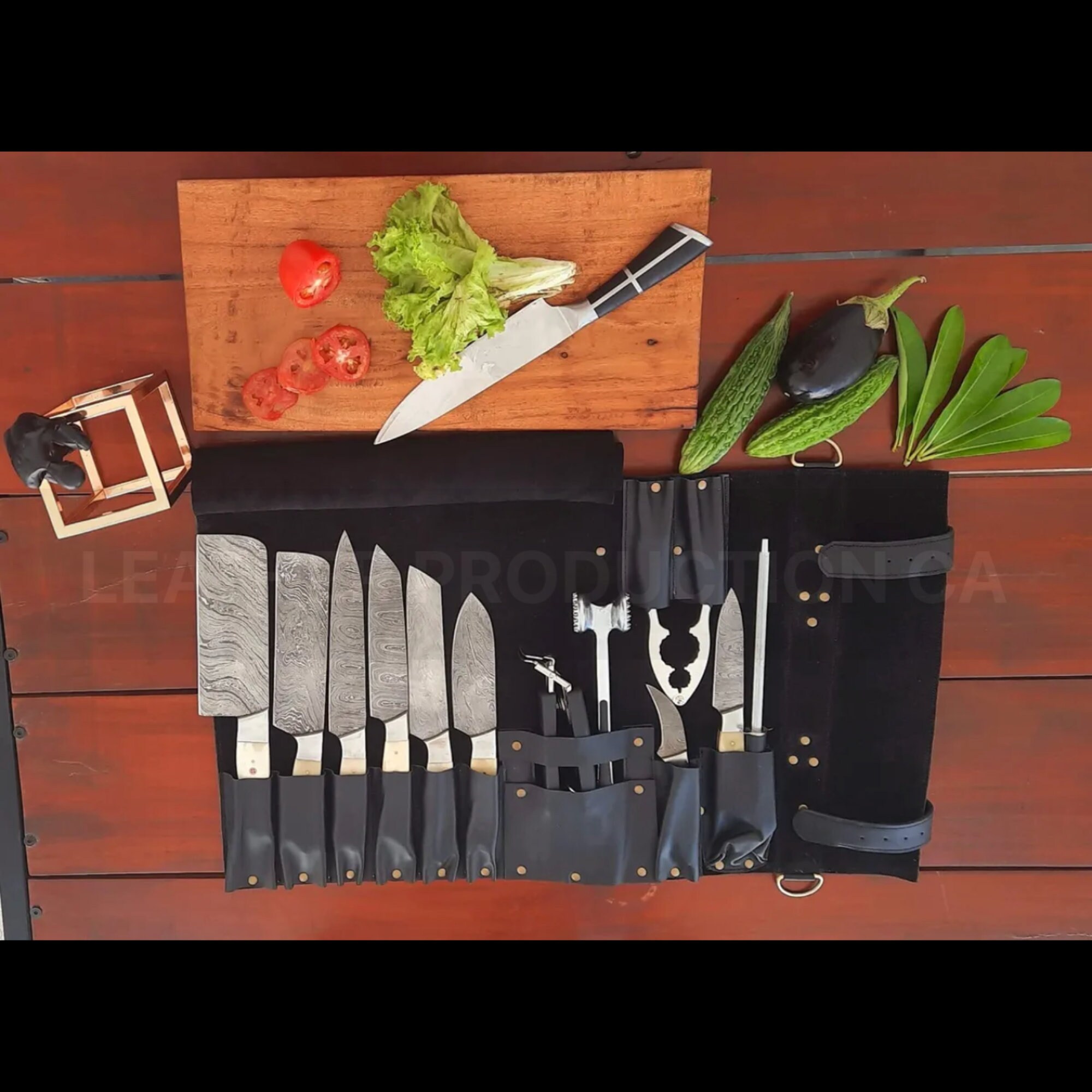 Estuche de cuchillos de chef, bolsa de cuero para cuchillos, rollo de  chefs, rollo de cuchillos de cuero personalizado, rollo de almacenamiento  de cuchillos con monograma, regalo para chef -  México