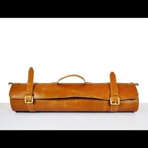 Handmade Leather Chef Knife Roll: Personalized Monogrammed Tool Bag