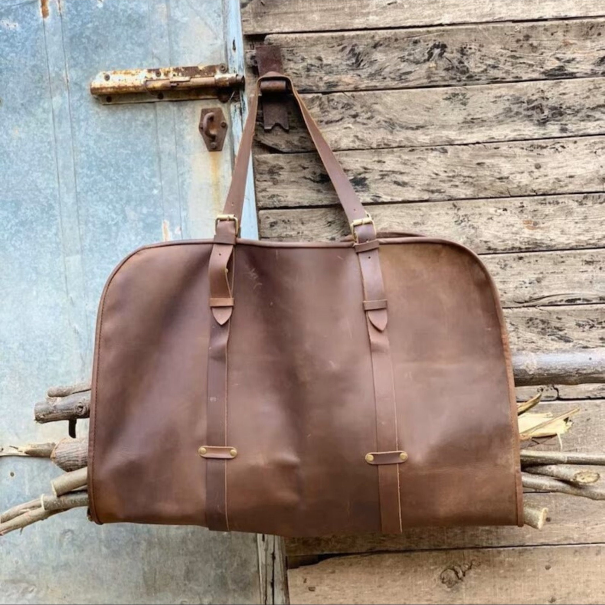 Leather Wood Carrier, Log Carrie Leather Bag, 100% Real Cowhide Leather, Firewood Carrier ...