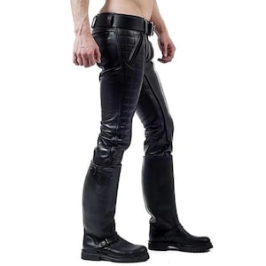 Pantalones de cuero hombre baratos sale