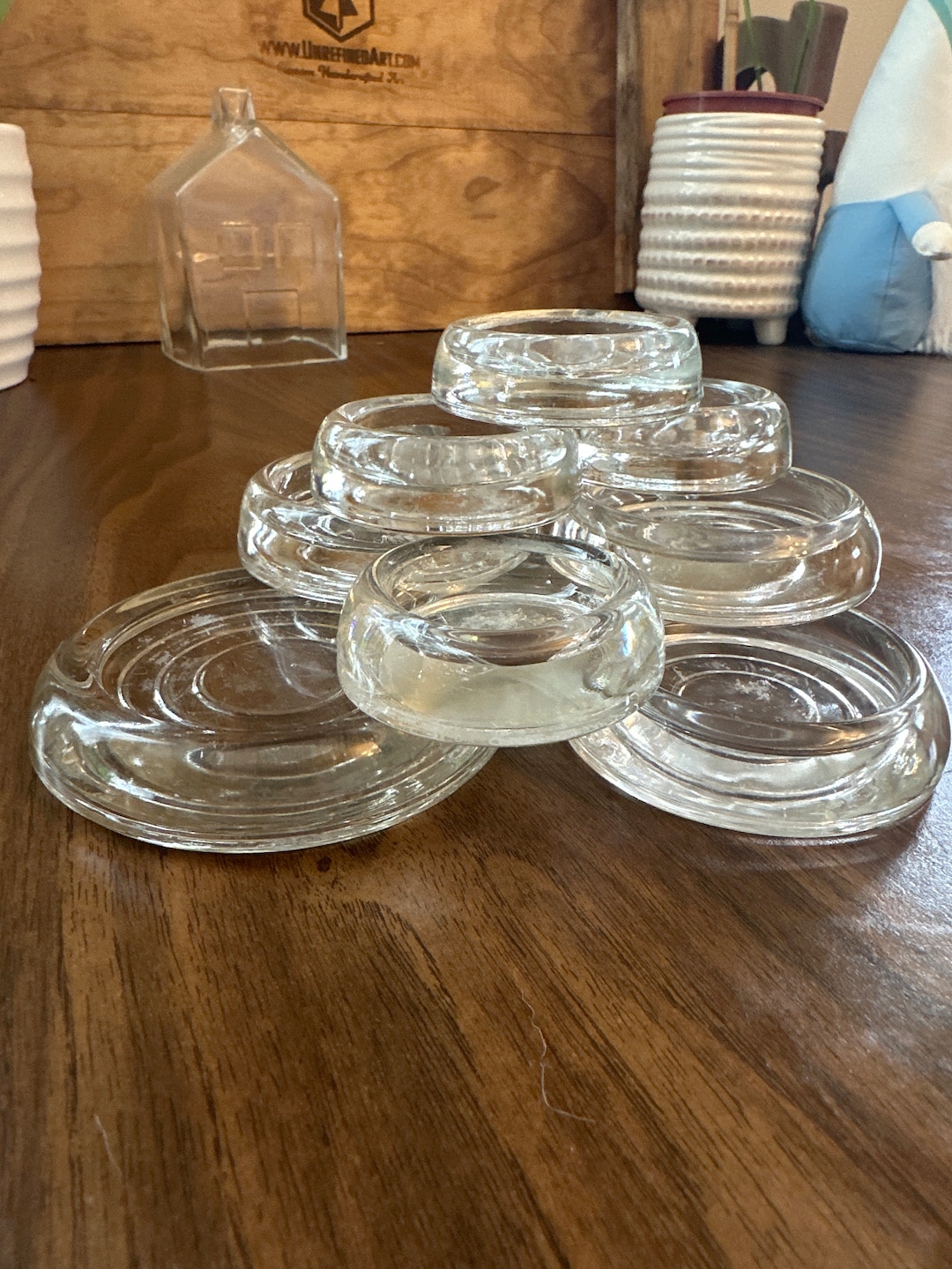 Vintage Glass Furniture Coasters Etsy