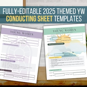 LDS Young Women Conducting Sheet, 2025 Youth Sunday & Activity Day Conducting Sheets, Editable Canva Template, Printable Instant Download
