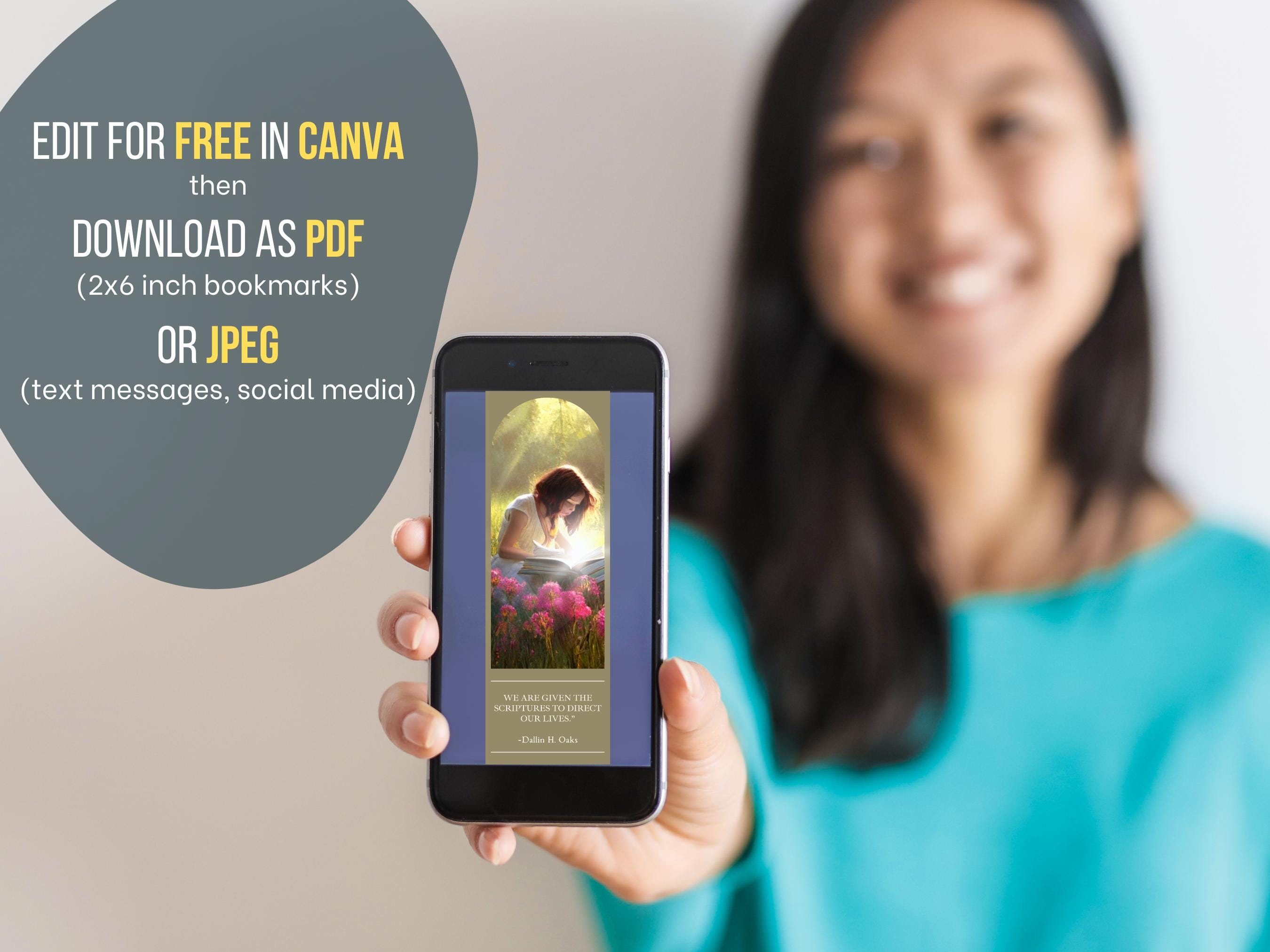 LDS Conference Quotes Bookmark Templates: Canva Template Editable ...