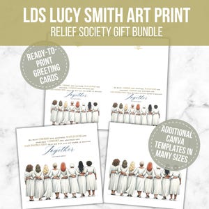 LDS Relief Society Anniversary Gift Bundle, Greeting Cards, Art Print 4x6, 5x7, 8x8, 11x14, 16x20 (PDF, PNG, & Canva Template Links)