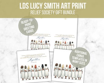 LDS Relief Society Anniversary Gift Bundle, Greeting Cards, Art Print 4x6, 5x7, 8x8, 11x14, 16x20 (PDF, PNG, & Canva Template Links)