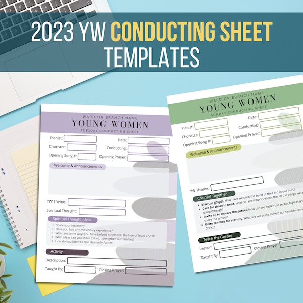 LDS Young Women Conducting Sheet, 2023 Youth Sunday & Activity Day Conducting Sheets, Editable Canva Template, Printable Instant Download