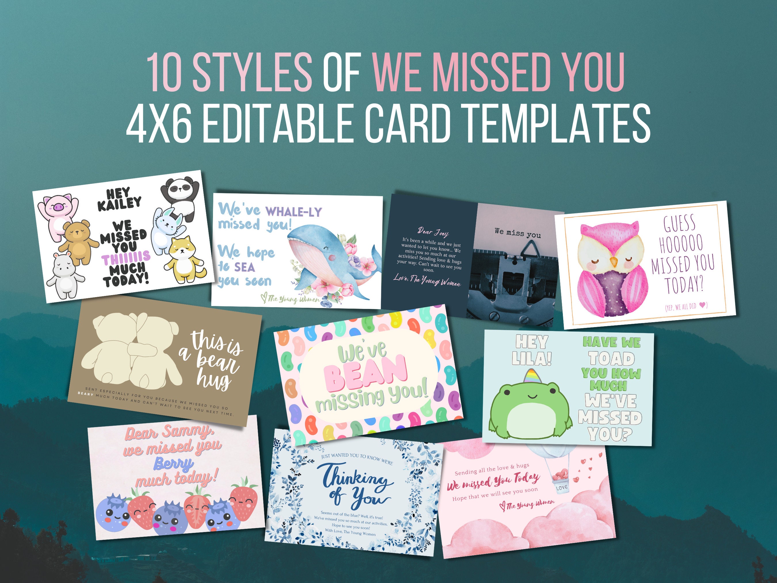 We Missed You 4x6 Cards, Fully Editable Canva Templates, LDS Young ...