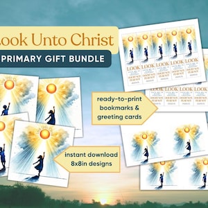 LDS 2025 Primaire themacadeaubundel, Look Unto Me, Instant pdf-download, LDS Primary afdrukbare geschenken, Dappere wenskaarten, D&C-bladwijzers