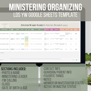 LDS Young Women Google Sheets Template: Ministering Tracker (Instant Download)