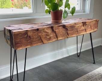 Reclaimed Plant Bench | Authentic Hand Hewn Poplar Beam from the 1800's