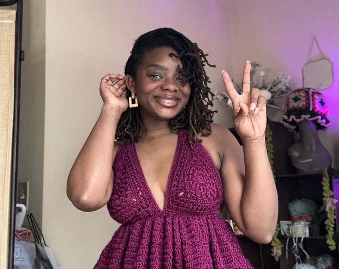 Featured listing image: Dulce Crochet Halter Top Pattern: Babydoll Crop, A–DDD Cups (PDF Pattern)