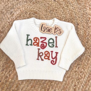 Custom Name Sweater, Hand Embroidered Baby/Kid Sweater