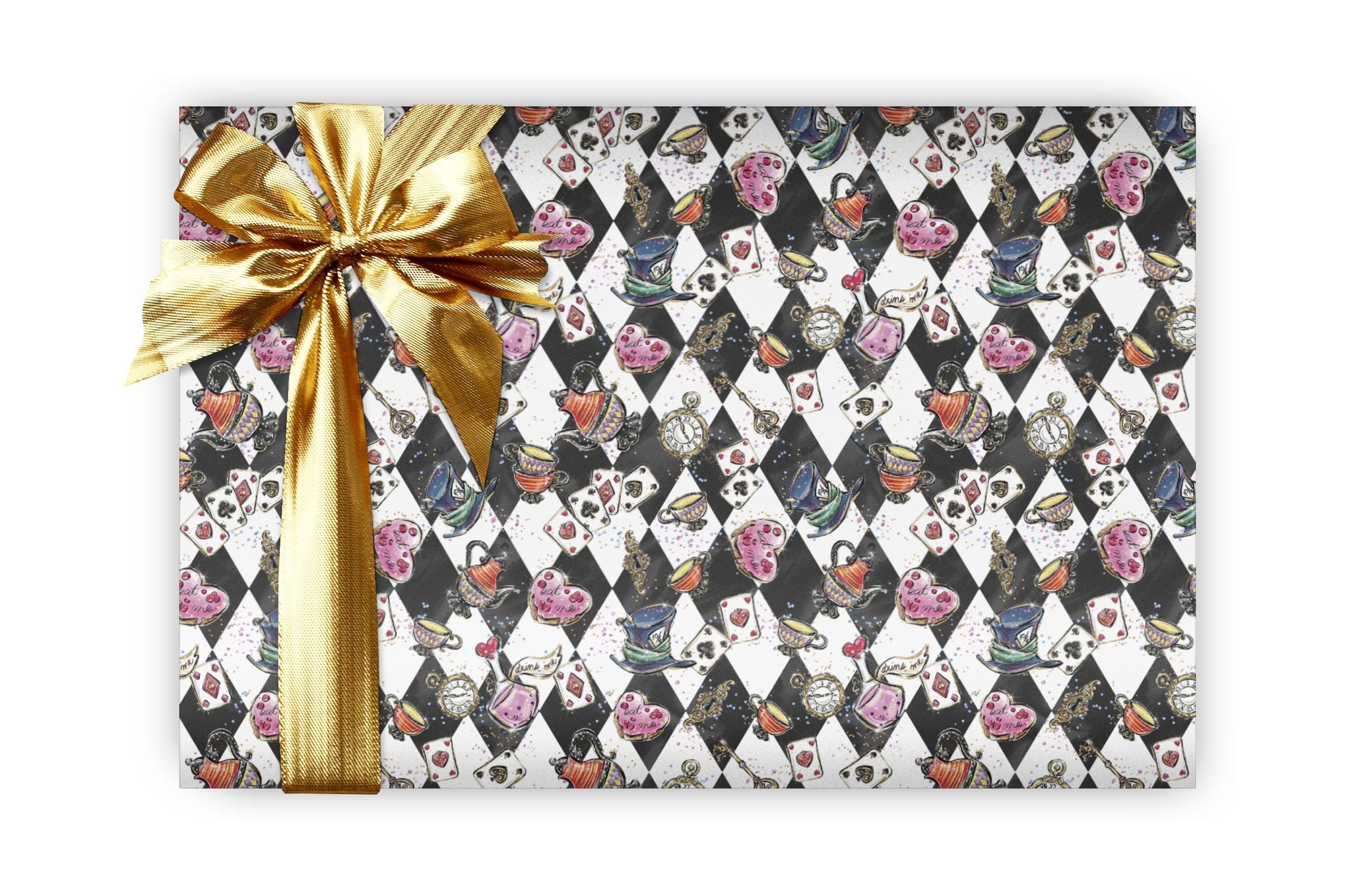 Alice in Wonderland Wrapping Paper SheetsThe Mad Hatter White
