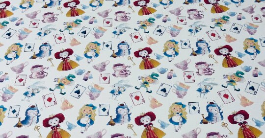 Alice in Wonderland Wrapping Paper Sheets The Mad Hatter White Rabbit tea party