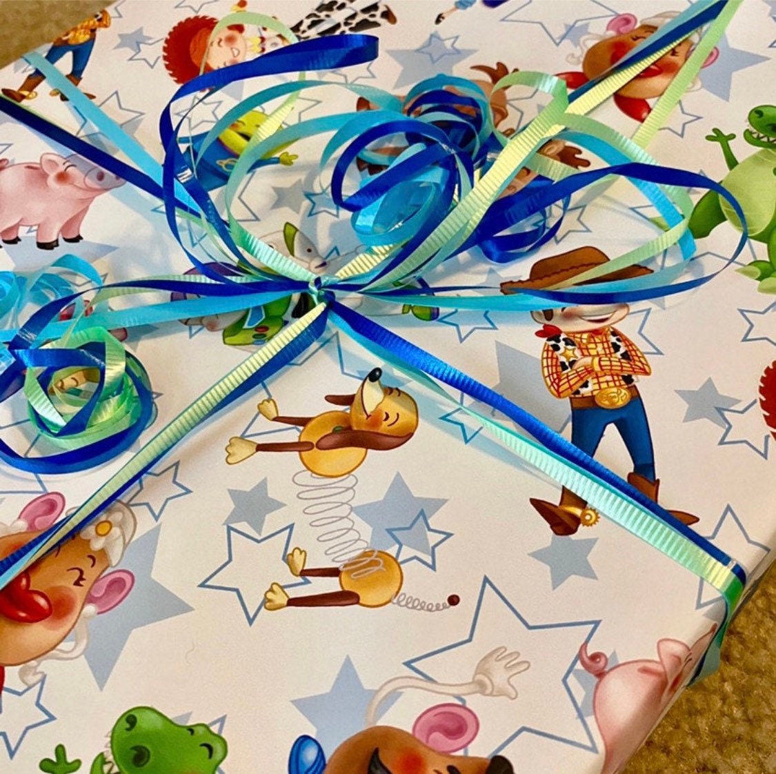 Wrapping Paper Sheets Disney Buzz Lightyear Sheriff Woody Jessie Bo Peep Rex Space Ranger