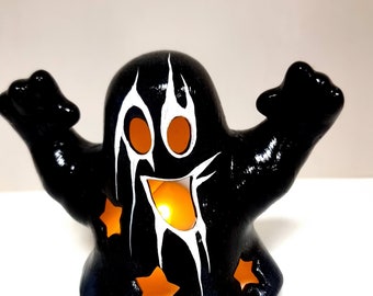 Halloween Black Ghost Decoration Monster Suite Gift Handemade Ceramic Ghost Candle Holder Kidsroom Decoration