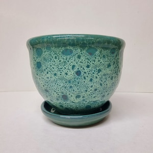 Green Glazed Ceramic Flower Pot 1pc.  Hand Made  Pottery Planter Pots  Home Decor Indoor Planter Kids  Room Decoration Gift for Her