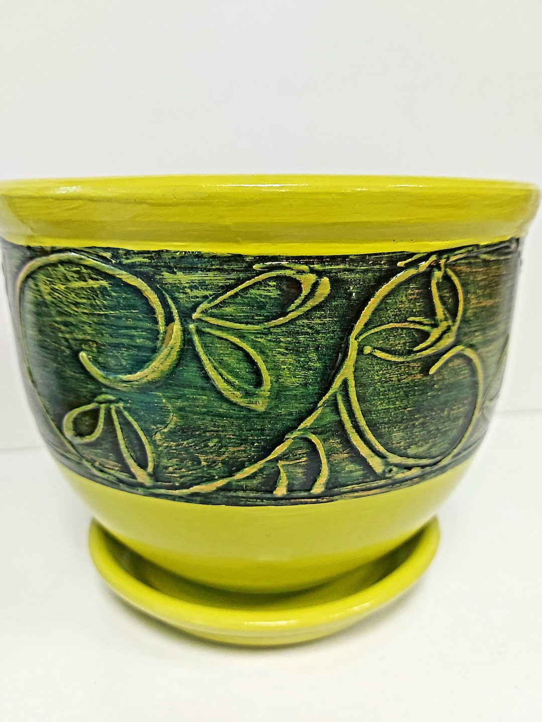 Green Ceramic Pot, Indoor Ceramic ,art Pottery, Livingroom Decoration