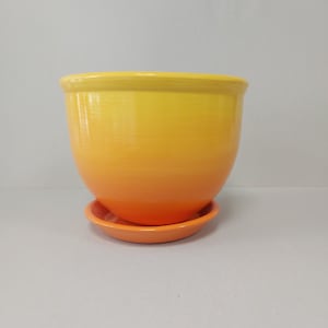 Iridescent yellow-orange ceramic Planter Pot Bright Color Pot Hand Made Painted Ceramic Indoor Planter Flowrer Home Decoration Garden Decor