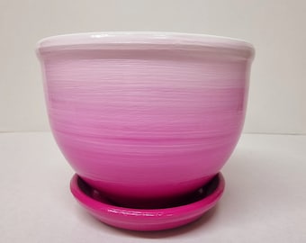 Ceramic Flower Pot Magenta 1pc.Pink Hand-Painted Colorful Pottery Home Decor Indoor Planter Girls Room Decoration