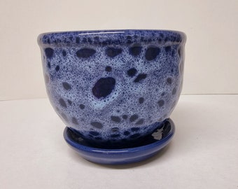 Blue Glazed Ceramic Flower Pot 1pc.  Hand Made  Pottery Planter Pots  Home Decor Indoor Planter Kids  Room Decoration Gift for Her