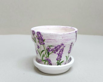Mini Cute Ceramic Flower Plant 1 pc. Cacatus Pot Lavender Gift for Her Home Decoration Indoor Pot