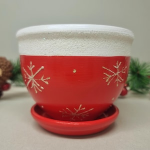 Weihnachten Keramiktopf Schneeflocke Indoor Pflanzer Geschenk Keramik Weihnachtsdekoration Handgemacht Rote Ilustration Neue Wohnkultur Kaktus Pot Ornament