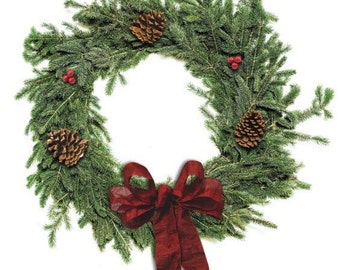 Evergreen Wreath Red Bow