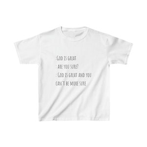 God is Great Youth T Shirt, kids, positive, motivational, Jesus, Christian, inspiration