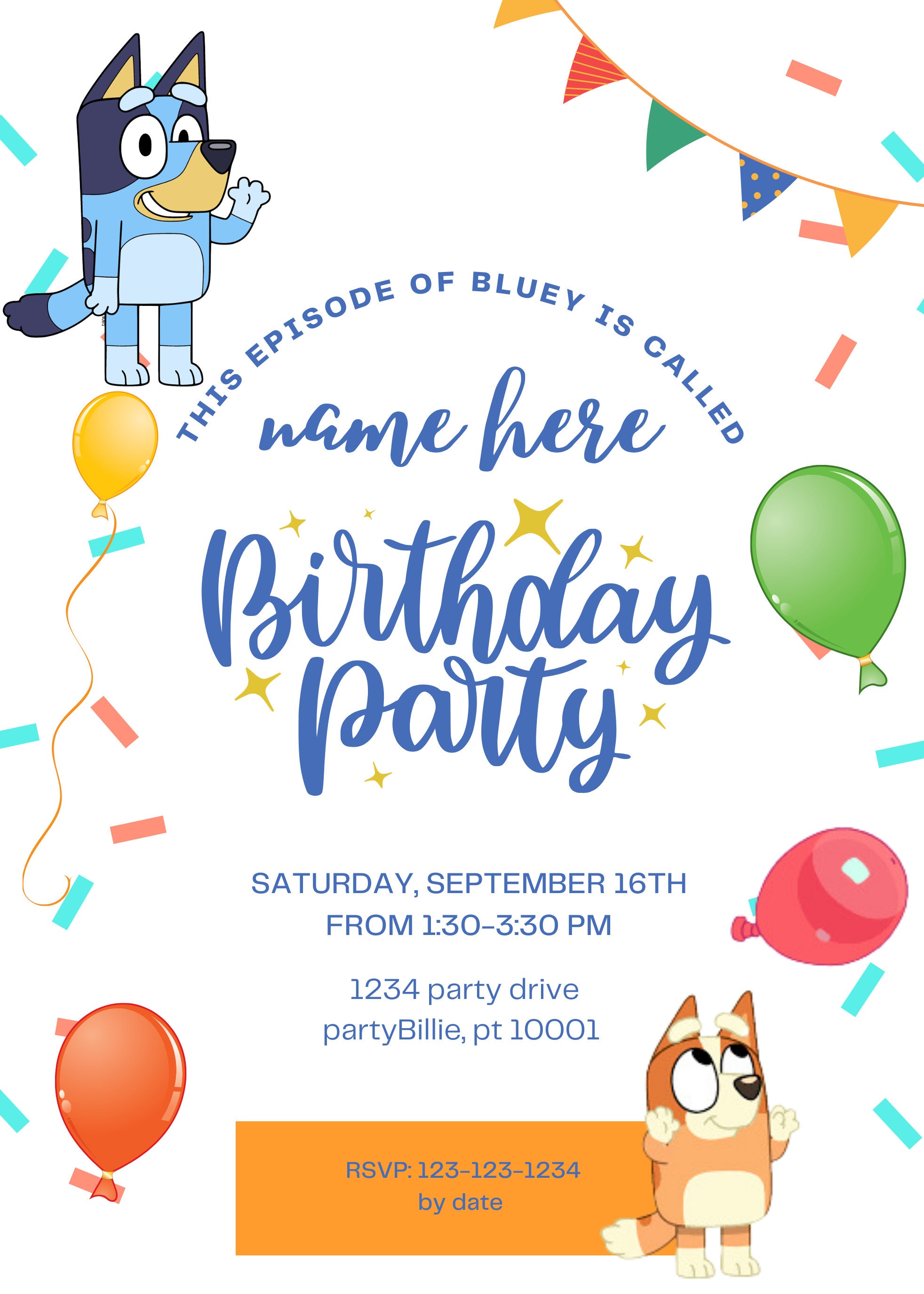 Bluey Invitation Template Etsy