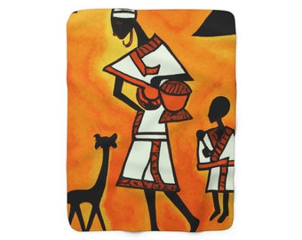 African Art painting Fleece Blanket, Fleece blanket , Art Plush Blanket