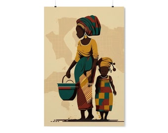 Abstract Vintage African Mom Vertical Posters