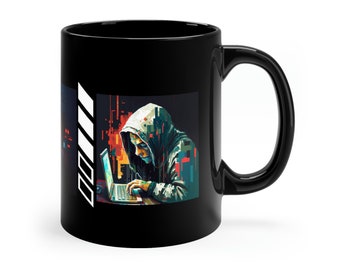 Abstract Hacker  Black Mug, Hacker Mug ,IT mug, Coffee mug, Tea Mug