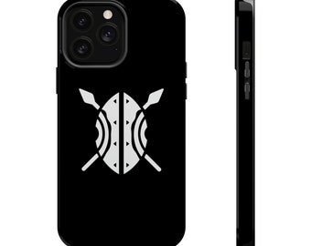 Minimalist African shield and Spear MagSafe Tough Cases , IPhone 14 Cases ,Africa IPhone Case