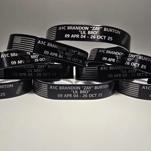Personalized Military Memorial Bracelet – Engraved Aluminum Cuff Band (KIA, Remembrance)