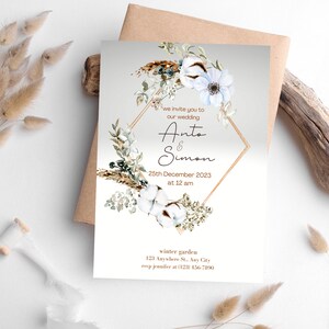 Digital Download Boho Wedding Invitation Card//Editable Wedding Ceremony Announcement Card//Printable Wedding Event Invitation Page