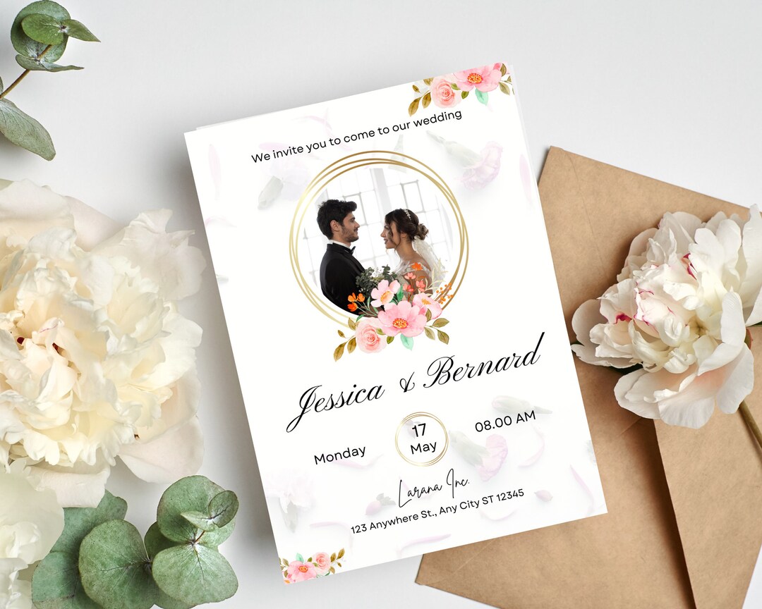 100% Editable Wedding Event Invitation Card//instant Digital Wedding  Announcement Card//instant Download Floral Wedding Invitation Card - Etsy, image size:1080x864
