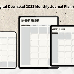 2023 Digital Download Monthly Planner//Digital Download 2023 Monthly Journal Planner//Instant Digital Download Monthly Planner Template