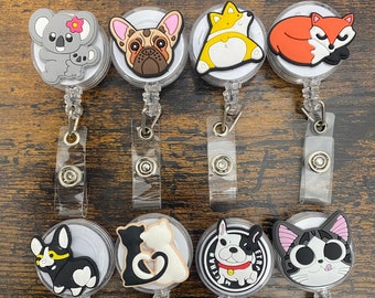 Cute Animal Nurse Retractable Badge Reel Holder Nurse ID | Retractable Nurse Badge Reel Clip Badge Holder Students Doctor ID Card Holder