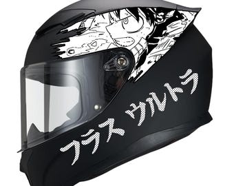 anime with a black motorcycle helmets characters Basic Anime-inspired Custom Helmet – You Send the Helmet