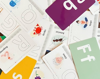 Reusable ABC flashcards, hand-painted, fine motor skills including mini wooden sponges - available again!