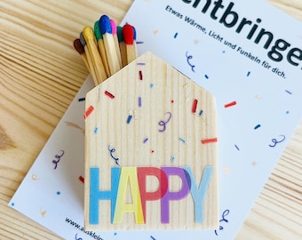 Festive gift / Light bringer, heartfelt light / Matchbox with messages / incl. 15 colorful matches / Christmas set - happy