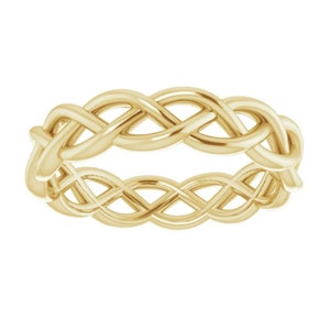 14k gold braided ring | Woven wedding band | Gold twist ring | 14k solid gold wedding band | Rope stacking band | Unisex wedding ring