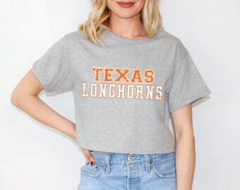 Camiseta recortada de Texas Longhorns / Camiseta recortada de Texas Longhorns / Camiseta de la Universidad de Texas / Camiseta de la Universidad de Texas / Regalo para graduado / Estudiante universitario