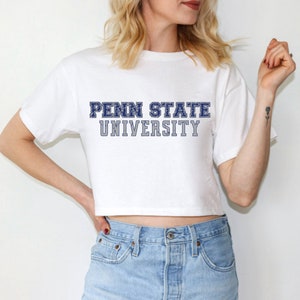 Penn State Cropped Tee| Nittany Lion Cropped Tee| Penn State Shirt| Gift for Penn State Student| Gift for Graduate| College Football Shirt