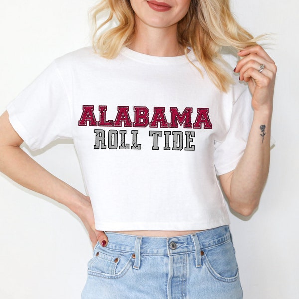 Alabama Roll Tide Cropped Tee| Alabama Cropped Shirt| Roll Tide T-Shirt| College Football Shirt| Gift For Graduate| Bama Shirt| Student