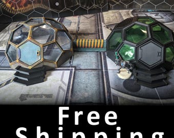 Scifi Dome Terrain with modular clear windows and doors