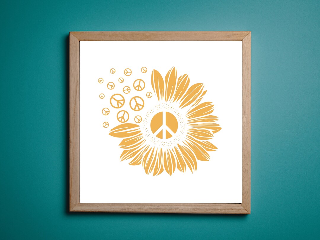 Sunflower Peace Sign Wall Art Sunflower Digital Downloads - Etsy